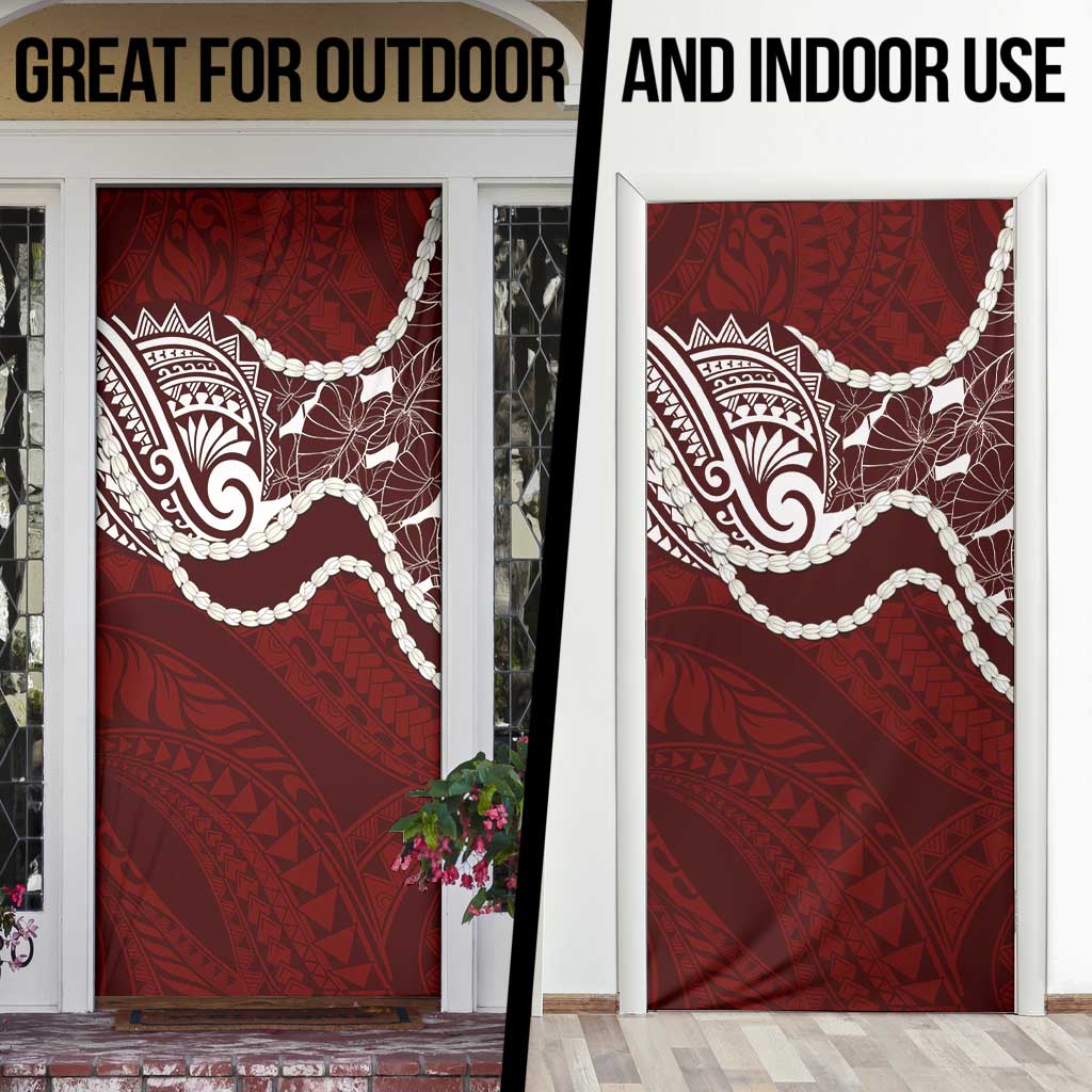 Aloha Hawaii Kalo Pikake Lei Door Cover Chest Tattoo Oxblood Hawaiian Pattern