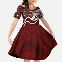 Aloha Hawaii Kalo Pikake Lei Family Matching Short Sleeve Bodycon Dress and Hawaiian Shirt Chest Tattoo Oxblood Hawaiian Pattern