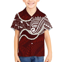 Aloha Hawaii Kalo Pikake Lei Family Matching Short Sleeve Bodycon Dress and Hawaiian Shirt Chest Tattoo Oxblood Hawaiian Pattern