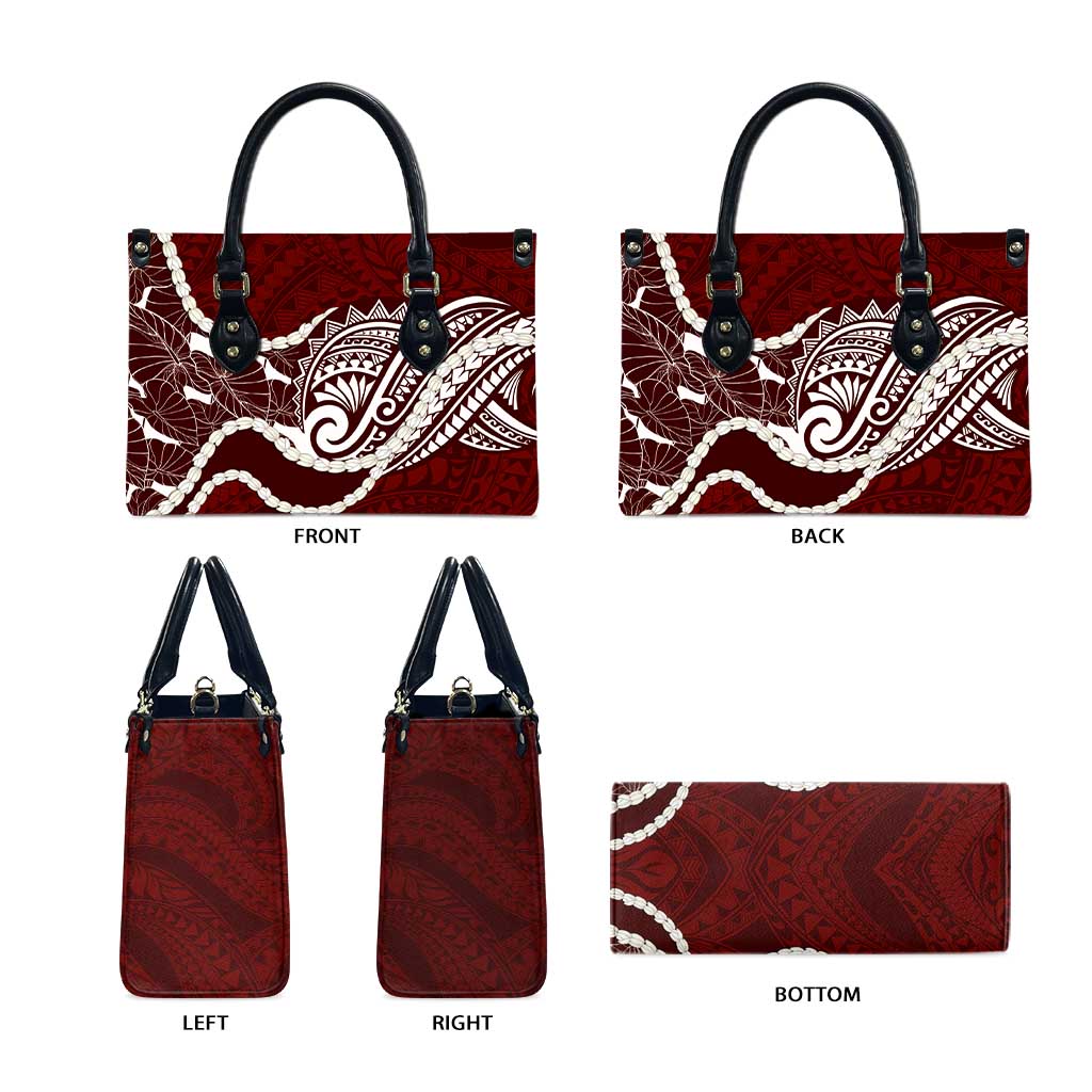 Aloha Hawaii Kalo Pikake Lei Leather Bag Chest Tattoo Oxblood Hawaiian Pattern LT14 - Polynesian Pride