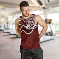 Aloha Hawaii Kalo Pikake Lei Men Tank Top Chest Tattoo Oxblood Hawaiian Pattern LT14 Oxblood - Polynesian Pride