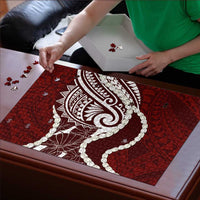 Aloha Hawaii Kalo Pikake Lei Puzzle Chest Tattoo Oxblood Hawaiian Pattern LT14 - Polynesian Pride