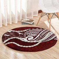 Aloha Hawaii Kalo Pikake Lei Round Carpet Chest Tattoo Oxblood Hawaiian Pattern LT14 - Polynesian Pride