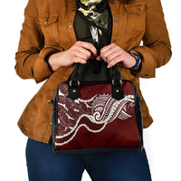 Aloha Hawaii Kalo Pikake Lei Shoulder Handbag Chest Tattoo Oxblood Hawaiian Pattern LT14 - Polynesian Pride