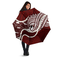 Aloha Hawaii Kalo Pikake Lei Umbrella Chest Tattoo Oxblood Hawaiian Pattern