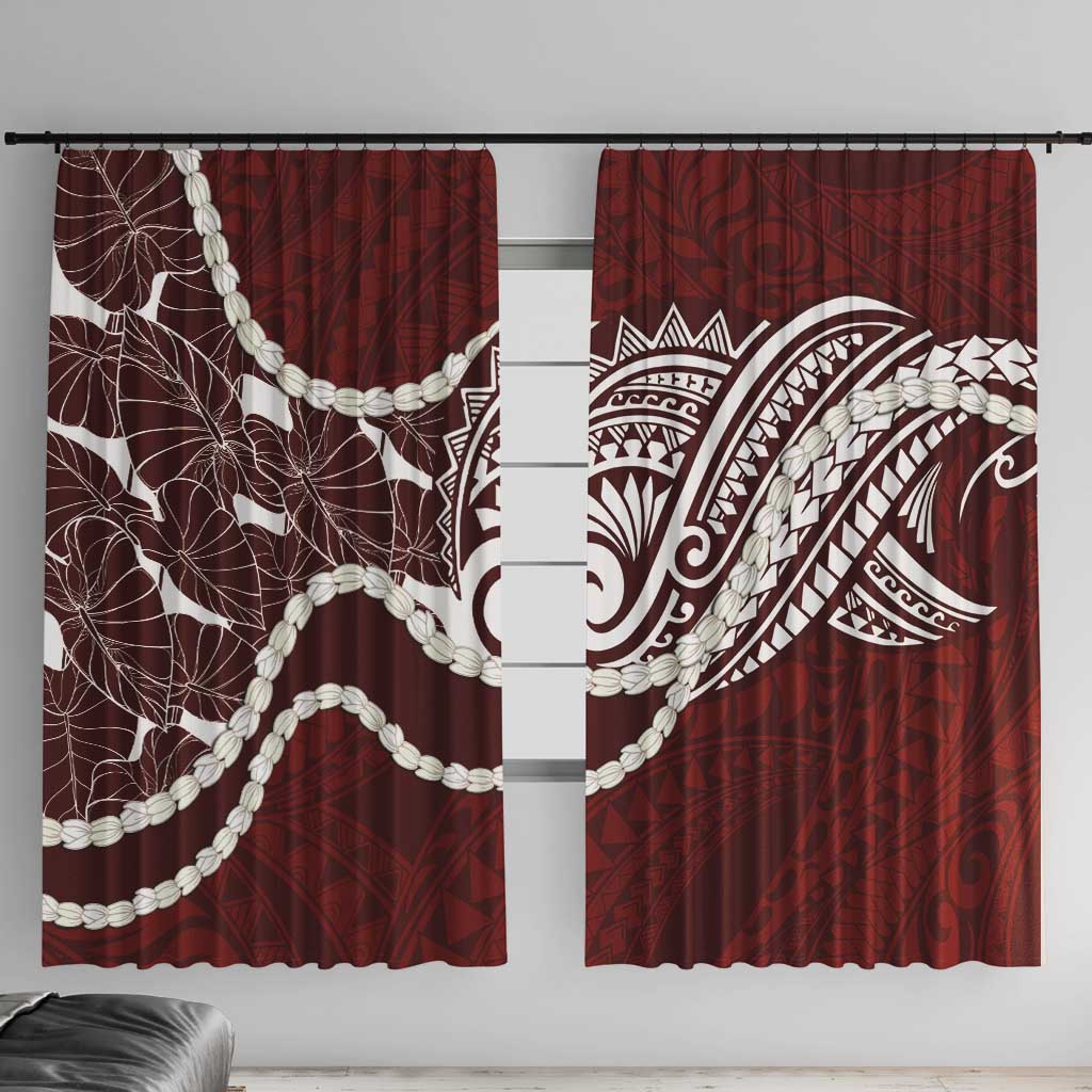 Aloha Hawaii Kalo Pikake Lei Window Curtain Chest Tattoo Oxblood Hawaiian Pattern