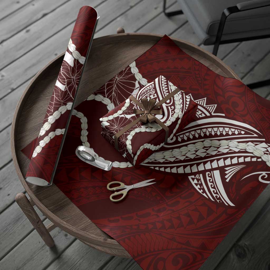 Aloha Hawaii Kalo Pikake Lei Wrapping Paper Chest Tattoo Oxblood Hawaiian Pattern LT14 - Polynesian Pride