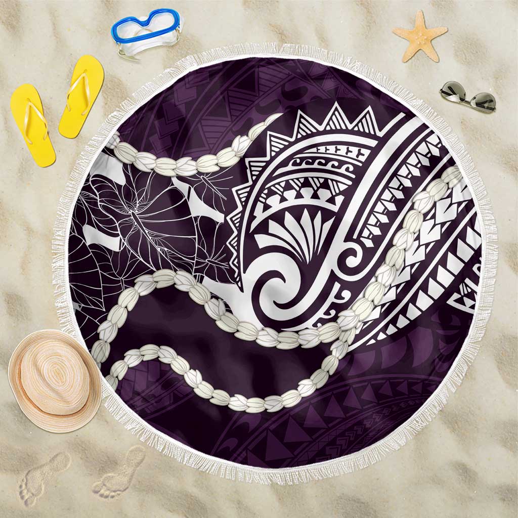Aloha Hawaii Kalo Pikake Lei Beach Blanket Chest Tattoo Purple Hawaiian Pattern