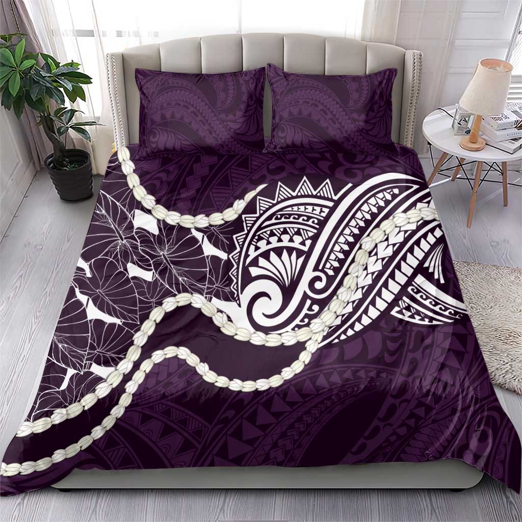 Aloha Hawaii Kalo Pikake Lei Bedding Set Chest Tattoo Purple Hawaiian Pattern