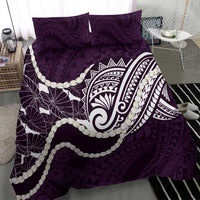 Aloha Hawaii Kalo Pikake Lei Bedding Set Chest Tattoo Purple Hawaiian Pattern