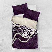 Aloha Hawaii Kalo Pikake Lei Bedding Set Chest Tattoo Purple Hawaiian Pattern