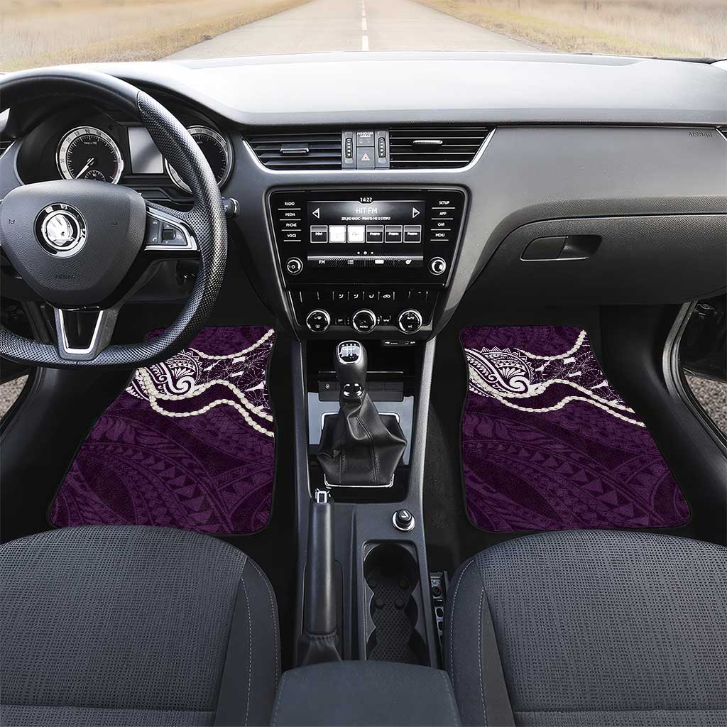 Aloha Hawaii Kalo Pikake Lei Car Mats Chest Tattoo Purple Hawaiian Pattern LT14 Set 2pcs - Front Purple - Polynesian Pride