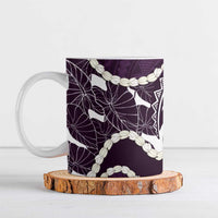 Aloha Hawaii Kalo Pikake Lei Ceramic Mug Chest Tattoo Purple Hawaiian Pattern