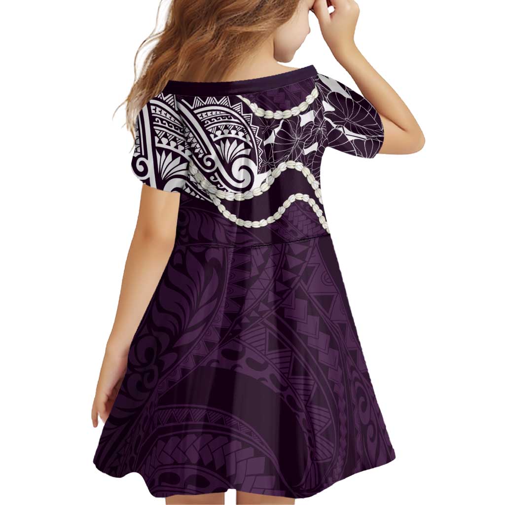 Aloha Hawaii Kalo Pikake Lei Family Matching Off Shoulder Short Dress and Hawaiian Shirt Chest Tattoo Purple Hawaiian Pattern