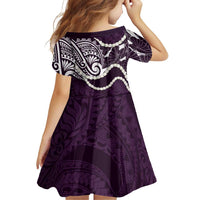 Aloha Hawaii Kalo Pikake Lei Family Matching Off Shoulder Short Dress and Hawaiian Shirt Chest Tattoo Purple Hawaiian Pattern