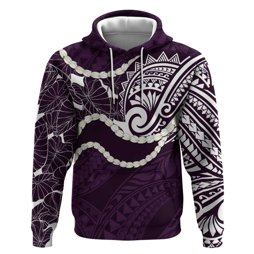 Aloha Hawaii Kalo Pikake Lei Hoodie Chest Tattoo Purple Hawaiian Pattern LT14 Pullover Hoodie Purple - Polynesian Pride