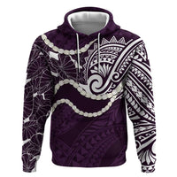 Aloha Hawaii Kalo Pikake Lei Hoodie Chest Tattoo Purple Hawaiian Pattern LT14 Pullover Hoodie Purple - Polynesian Pride