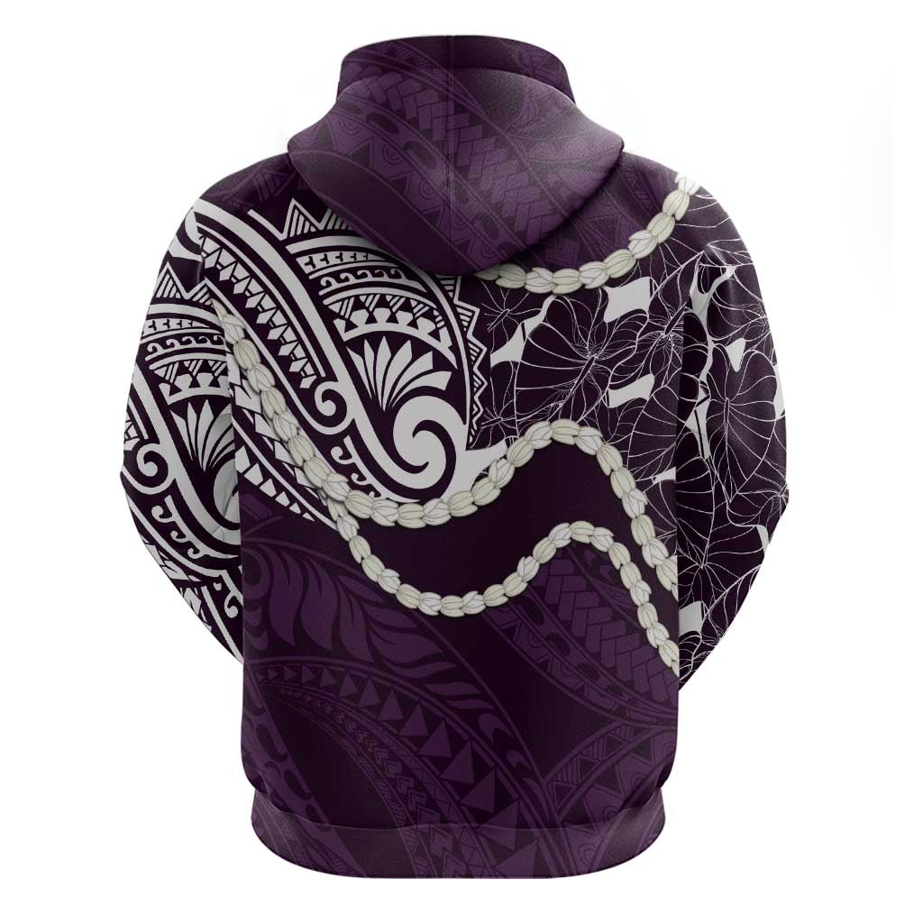 Aloha Hawaii Kalo Pikake Lei Hoodie Chest Tattoo Purple Hawaiian Pattern LT14 - Polynesian Pride