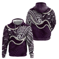 Aloha Hawaii Kalo Pikake Lei Hoodie Chest Tattoo Purple Hawaiian Pattern LT14 - Polynesian Pride