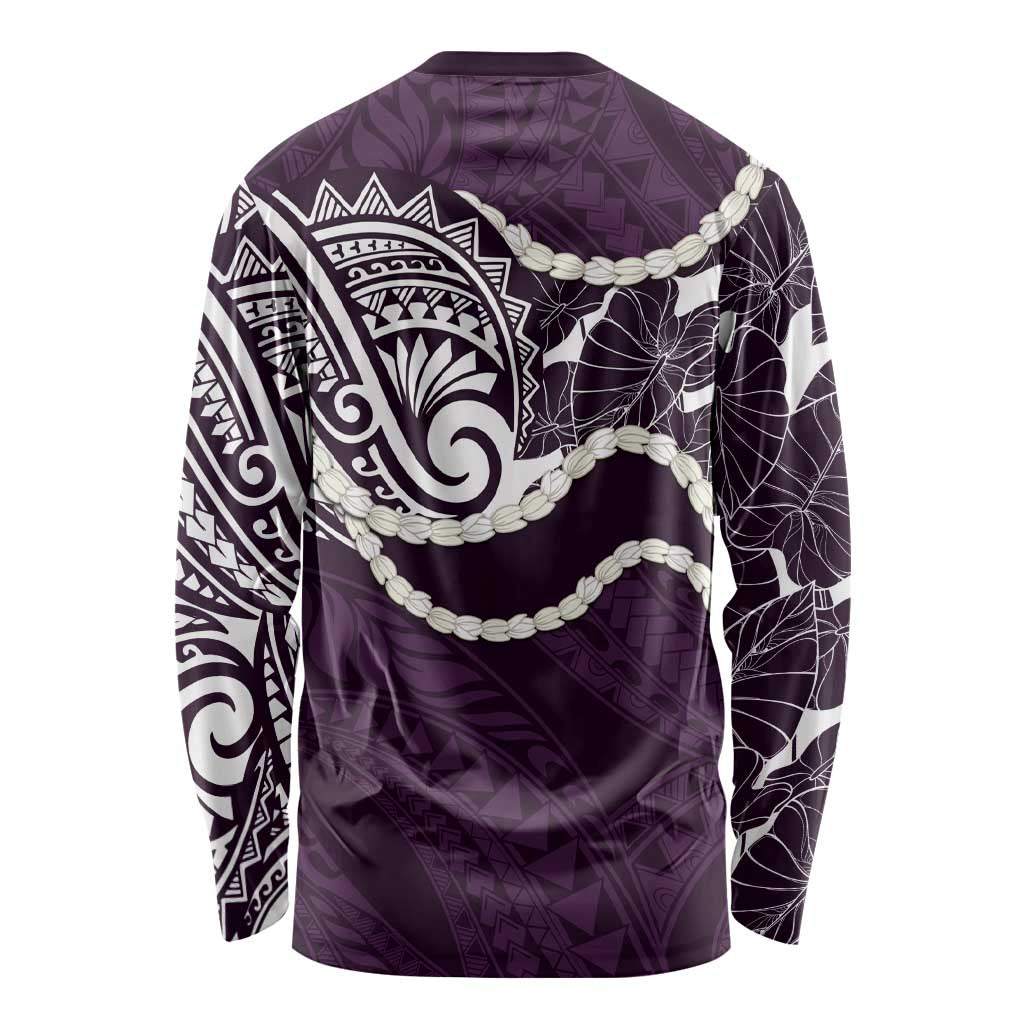 Aloha Hawaii Kalo Pikake Lei Long Sleeve Shirt Chest Tattoo Purple Hawaiian Pattern LT14 - Polynesian Pride