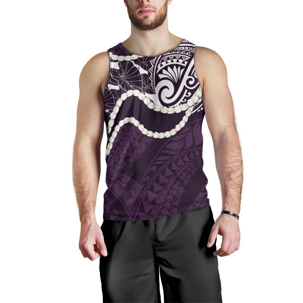 Aloha Hawaii Kalo Pikake Lei Men Tank Top Chest Tattoo Purple Hawaiian Pattern LT14 - Polynesian Pride