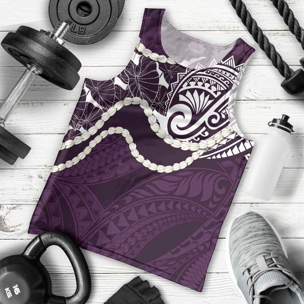 Aloha Hawaii Kalo Pikake Lei Men Tank Top Chest Tattoo Purple Hawaiian Pattern LT14 - Polynesian Pride