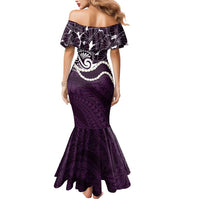 Aloha Hawaii Kalo Pikake Lei Mermaid Dress Chest Tattoo Purple Hawaiian Pattern