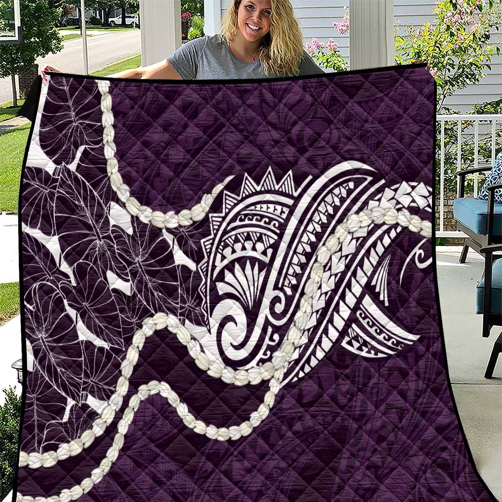 Aloha Hawaii Kalo Pikake Lei Quilt Chest Tattoo Purple Hawaiian Pattern LT14 Purple - Polynesian Pride