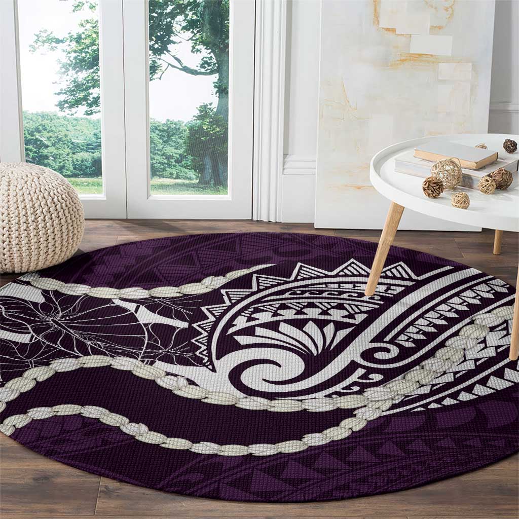 Aloha Hawaii Kalo Pikake Lei Round Carpet Chest Tattoo Purple Hawaiian Pattern LT14 - Polynesian Pride