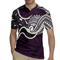 Aloha Hawaii Kalo Pikake Lei Rugby Jersey Chest Tattoo Purple Hawaiian Pattern