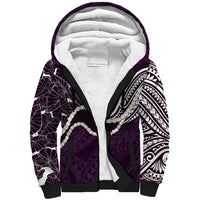 Aloha Hawaii Kalo Pikake Lei Sherpa Hoodie Chest Tattoo Purple Hawaiian Pattern