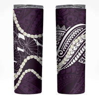 Aloha Hawaii Kalo Pikake Lei Skinny Tumbler Chest Tattoo Purple Hawaiian Pattern