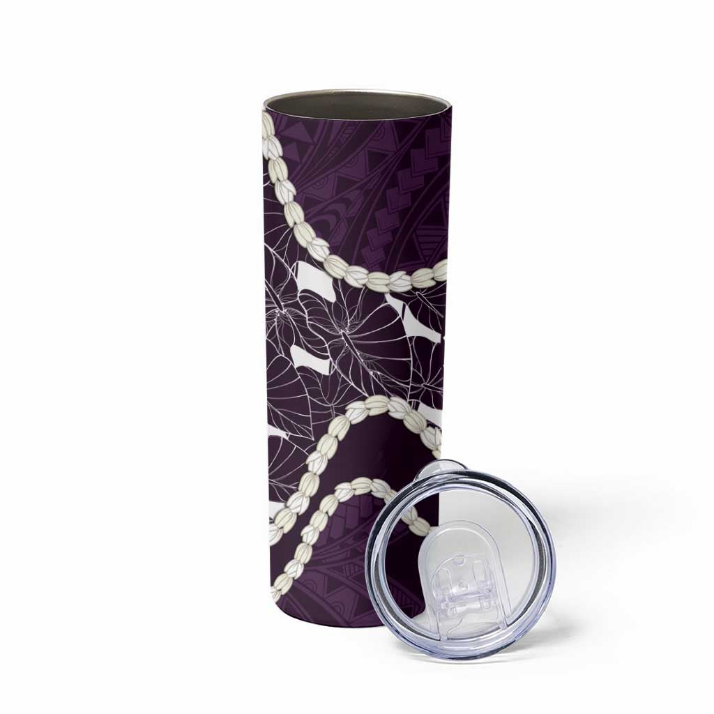 Aloha Hawaii Kalo Pikake Lei Skinny Tumbler Chest Tattoo Purple Hawaiian Pattern