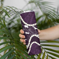Aloha Hawaii Kalo Pikake Lei Skinny Tumbler Chest Tattoo Purple Hawaiian Pattern