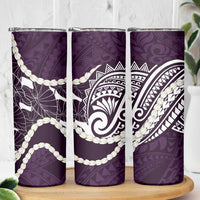 Aloha Hawaii Kalo Pikake Lei Skinny Tumbler Chest Tattoo Purple Hawaiian Pattern