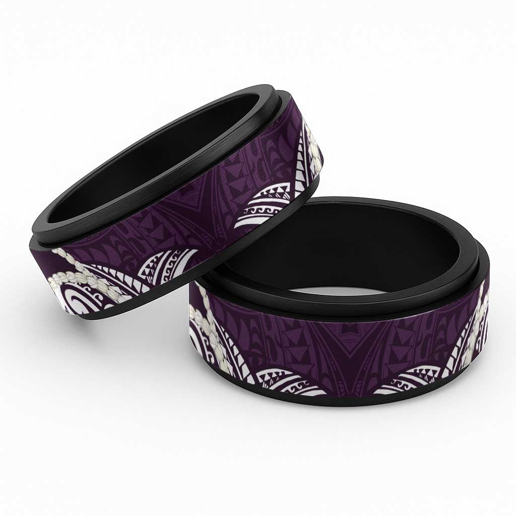 Aloha Hawaii Kalo Pikake Lei Spinner Ring Chest Tattoo Purple Hawaiian Pattern