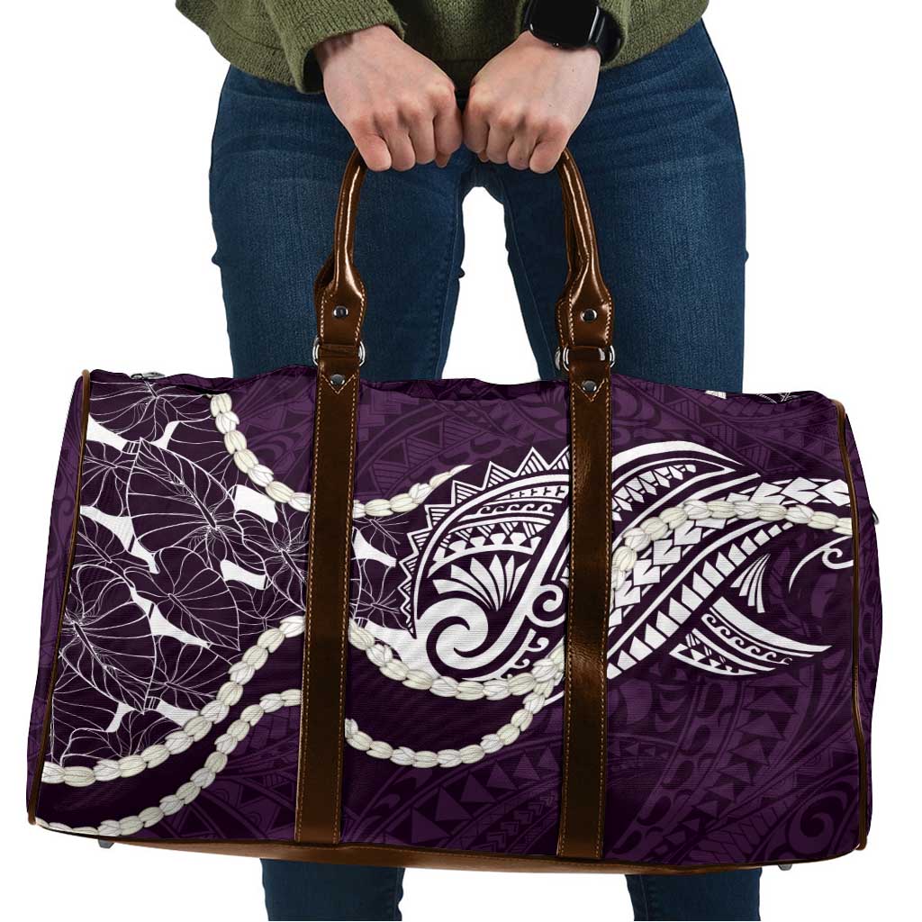 Aloha Hawaii Kalo Pikake Lei Travel Bag Chest Tattoo Purple Hawaiian Pattern