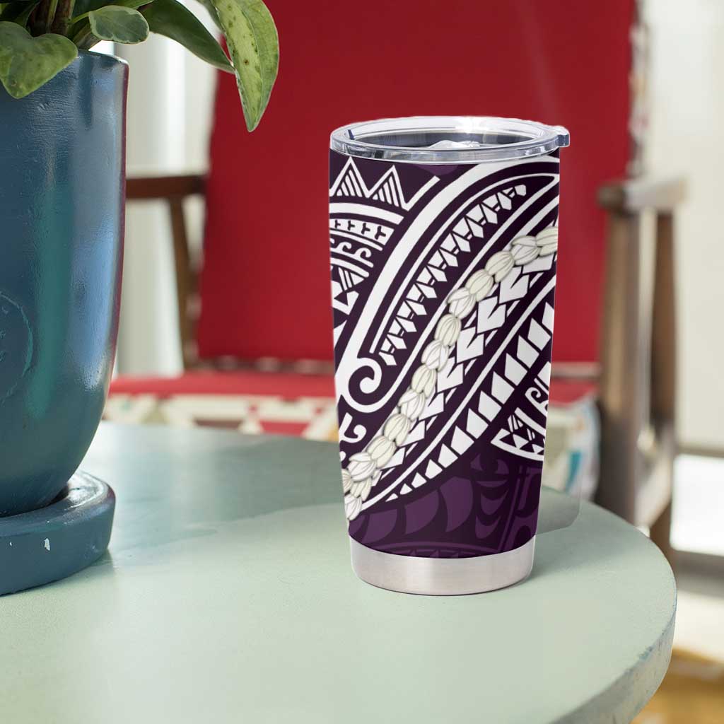 Aloha Hawaii Kalo Pikake Lei Tumbler Cup Chest Tattoo Purple Hawaiian Pattern LT14 - Polynesian Pride