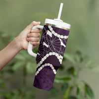 Aloha Hawaii Kalo Pikake Lei Tumbler With Handle Chest Tattoo Purple Hawaiian Pattern