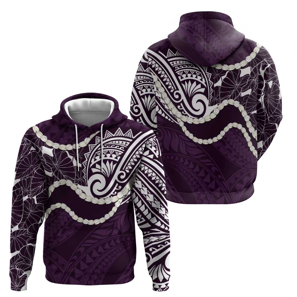 Aloha Hawaii Kalo Pikake Lei Zip Hoodie Chest Tattoo Purple Hawaiian Pattern LT14 - Polynesian Pride