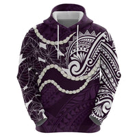 Aloha Hawaii Kalo Pikake Lei Zip Hoodie Chest Tattoo Purple Hawaiian Pattern LT14 - Polynesian Pride
