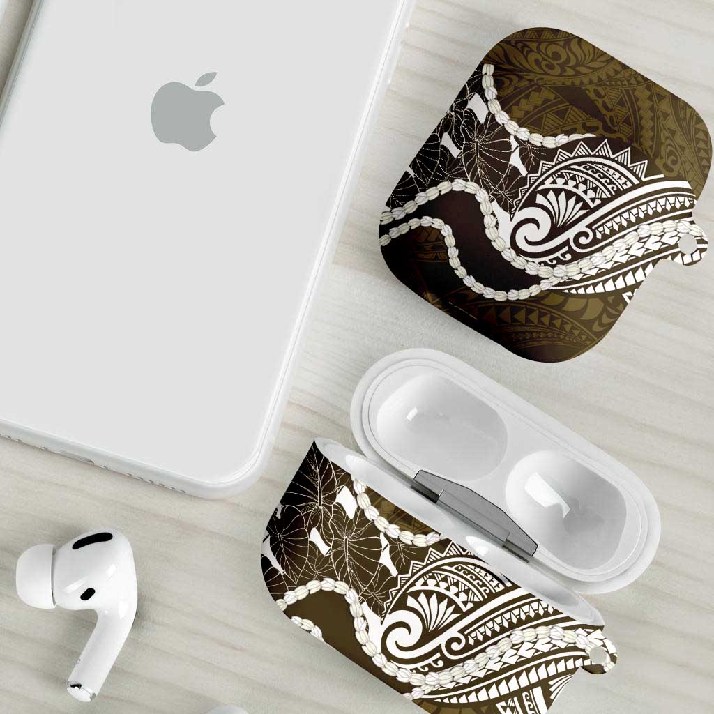 Aloha Hawaii Kalo Pikake Lei AirPods Case Chest Tattoo Gold Hawaiian Pattern