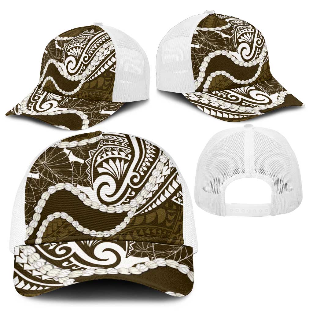 Aloha Hawaii Kalo Pikake Lei Baseball Net Cap Chest Tattoo Gold Hawaiian Pattern