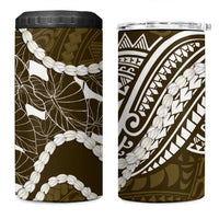 Aloha Hawaii Kalo Pikake Lei 4 in 1 Can Cooler Tumbler Chest Tattoo Gold Hawaiian Pattern
