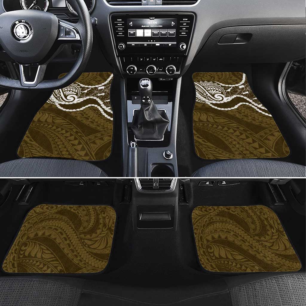 Aloha Hawaii Kalo Pikake Lei Car Mats Chest Tattoo Gold Hawaiian Pattern