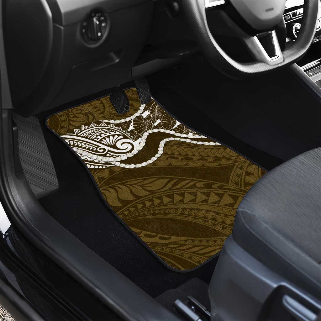 Aloha Hawaii Kalo Pikake Lei Car Mats Chest Tattoo Gold Hawaiian Pattern