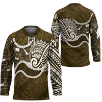 Aloha Hawaii Kalo Pikake Lei Hockey Jersey Chest Tattoo Gold Hawaiian Pattern