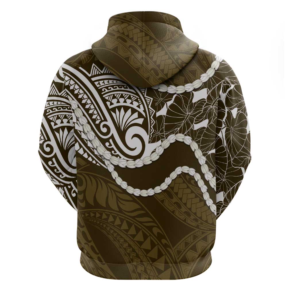 Aloha Hawaii Kalo Pikake Lei Hoodie Chest Tattoo Gold Hawaiian Pattern LT14 - Polynesian Pride
