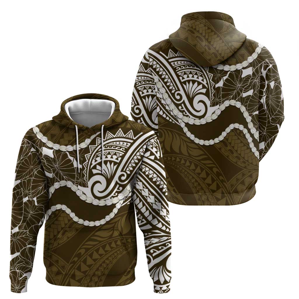 Aloha Hawaii Kalo Pikake Lei Hoodie Chest Tattoo Gold Hawaiian Pattern LT14 - Polynesian Pride