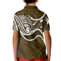Aloha Hawaii Kalo Pikake Lei Kid Polo Shirt Chest Tattoo Gold Hawaiian Pattern LT14 - Polynesian Pride